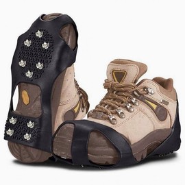 Non-slip crampons on icy roads, anti-skid winter for hiking, men and women of all ages Fishing Clear/M 2ea