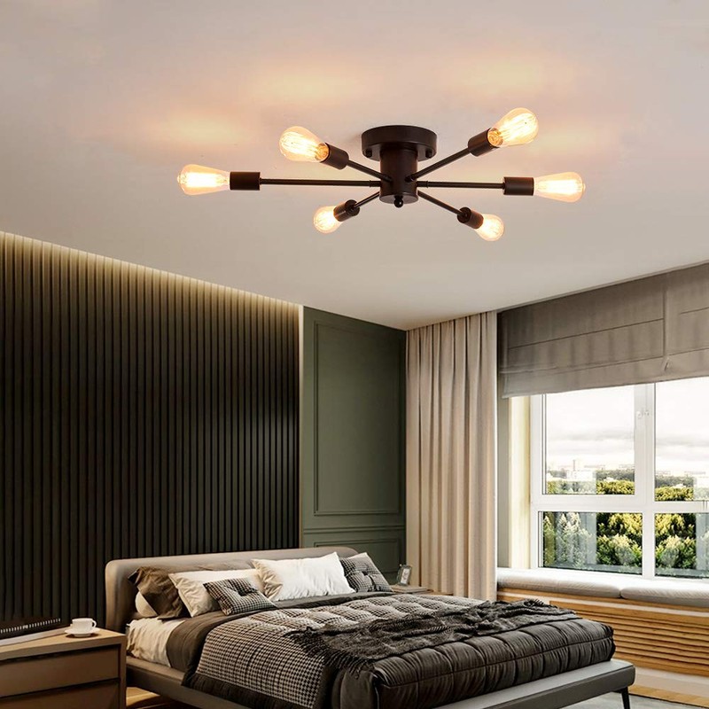 UOFUS 6 Lights Sputnik Semi Flush Mount Ceiling Light Matte