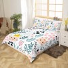 Manfei Cute Cats Duvet Cover Set Twin Size, Flower Leaves