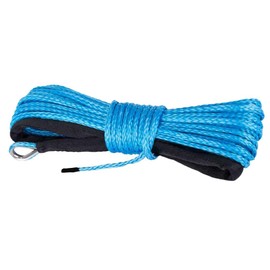 My Outline UHMWPE Basic Automotive Winch Rope, Size: 2.5 x 39.4 ft (6.3 mm x 15 m), Thimble Sheath Included, Color: Blue