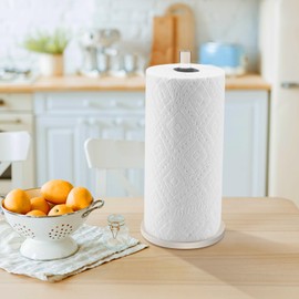 WORHE Paper Towel Holder Countertop Clear Acrylic 5.9" Diameter Thickening Sturdy Base,for Kitchen Bathroom, Paper Towel Dispenser for Tear Tissue Roll 1 Pack (YGC001)