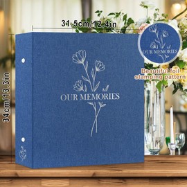 Lanpn Photo Album 4x6 1000 Pockets, Extra Large Big Capacity Linen OUR MEMORIES Hardcover Large Photo Book Photobook that Holds 1000 Vertical and horizontal Pictures Blue