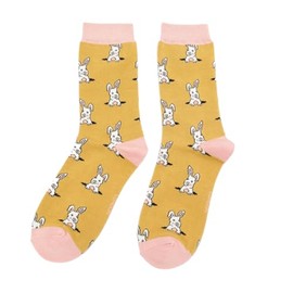 MISS SPARROW Rabbit Socks Womens Soft Eco Friendly Bamboo Blend 1 Pair Yellow