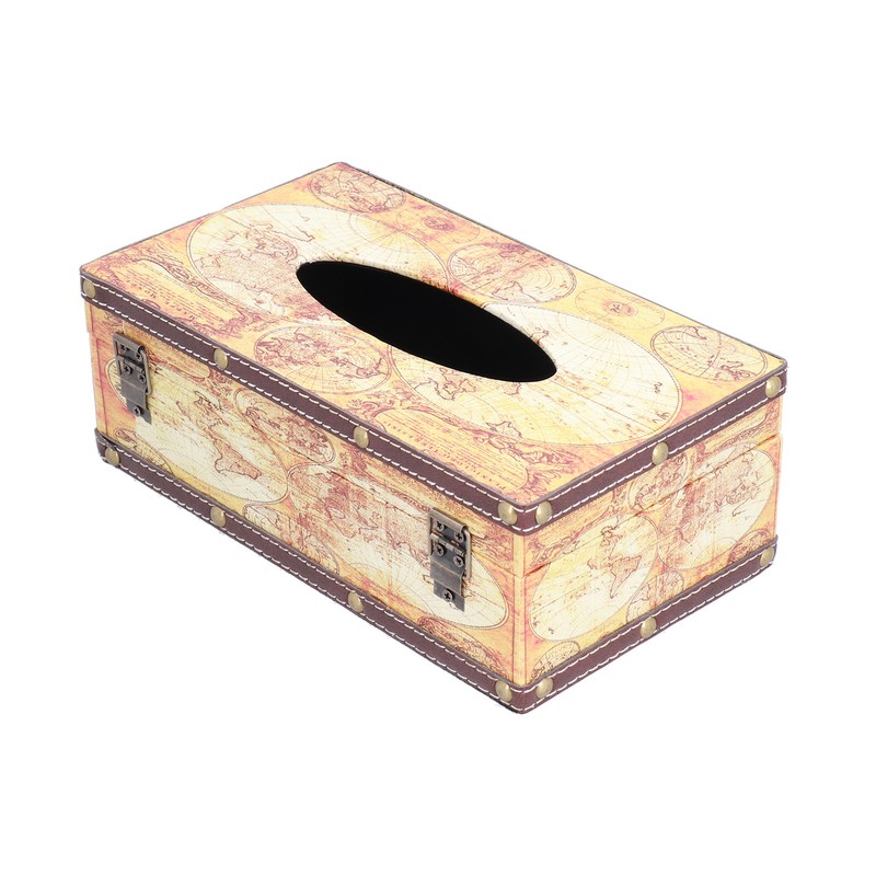 Tissue Box Organizer Composite Wood Leather Rounded Edges Premium Texture