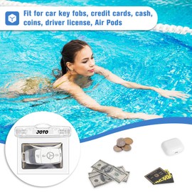 JOTO 2 Pack Waterproof Key Pouch for Swimming, Car Key Dry Bag Holder Waterproof Wallet with D Buckle and Lanyard for Credit Card ID Entry Remote Badge Cash Driver License -Crystal