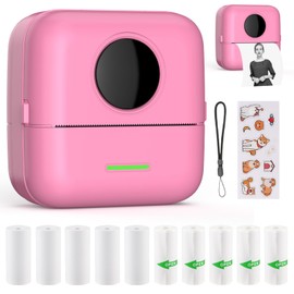 HuiJuKeJi Mini Printer, Pocket Printer, Mini Photo Printer for Smartphone, Sticker Printer, Thermal Photo Printer for Journal, Travel Logo, Notes, Journal, List, Memo (Rose)