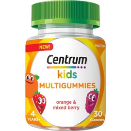 Centrum Multivitamins for Kids, including Vitamin C, D, and Orange & Mixed Berry Flavor, 30 Chewable Multigummies (Packaging may vary)