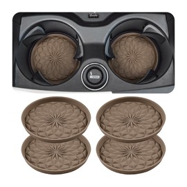 Zpana Car Coaster, 4PCS Silicone Non Slip Vehicle Cup Holders Insert Mat, Waterproof Automotive Interior Cupholder Embedded Protection Pad Accessories, Universal for SUV, Sedan, Truck(Coffee)