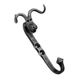 Living Ideas Hand Forged Dragon Wall Hook Wrought Iron Handmade Rustic Hooks for Towel, Plant, Mug & Hat Farmhouse Bathroom Coat Hook Rack Antique Finish Heavy Duty Kitchen Utensils Mug Holder