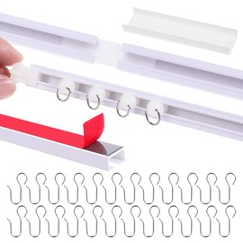 Self Adhesive Ceiling Curtain Track Ceiling Mount No Drill Rod Screws Ceiling Track for Curtains Windows Cabinet Closet Bathroom Shower Room Divider (11 FT/128 IN)