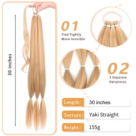 Gledola Long Braided Ponytail Extension, 30 Inch (76 cm), Pre Stretched Braiding Hair Extensions, DIY Braided Ponytail, Synthetic Hair Piece (Sandy Blonde, 30 Inches)