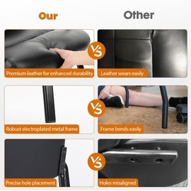 Sweetcrispy Leather Waiting Room Chair, Comfy Guest Chairs with Padded Arms for Reception Conference Side Office Desk Home, Inky