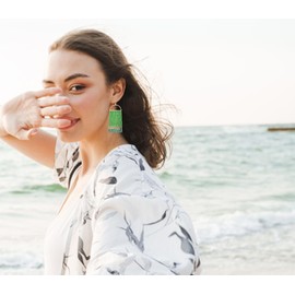 Veerady Women Boho Long Tassel Earrings Dangle Beaded Earrings Fashion Accessories (Green Beads Tassel-0B)