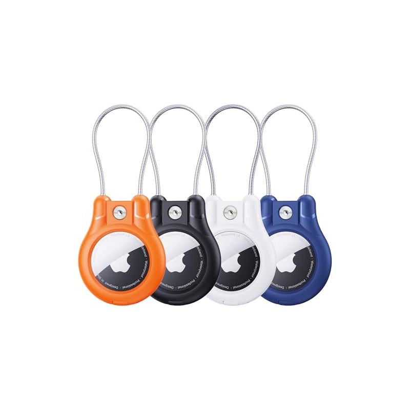 Waterproof AirTag Holder 4 Pack with Steel Cable Lock