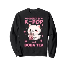 Powered By K-Pop And Boba Tea Cat Charm Sweatshirt