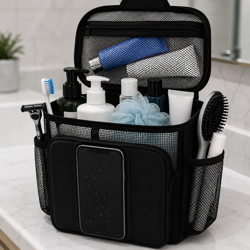 Quick-Dry Mesh Shower Caddy for College Dorms & Travel –