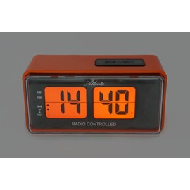 Atlanta Digitalwecker LCD Funkwecker Snooze Licht Retro Design Orange Lautlos Ohne Ticken - 1881-12