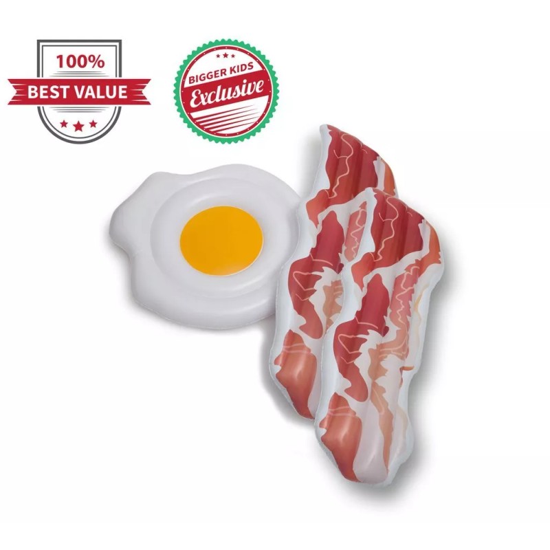 BiggerKids SUMMER SALE! Bacon Egg Pool Toy Inflatable Swimming &