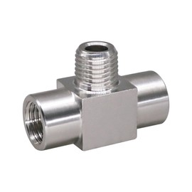 ini moni stainless steel 304 tee pipe fitting, NPT 1/4 female x male x female thread 3 way t adapter for connecting gauge gas water hydraulic hose, heavy duty 4350 psi (1 pc)