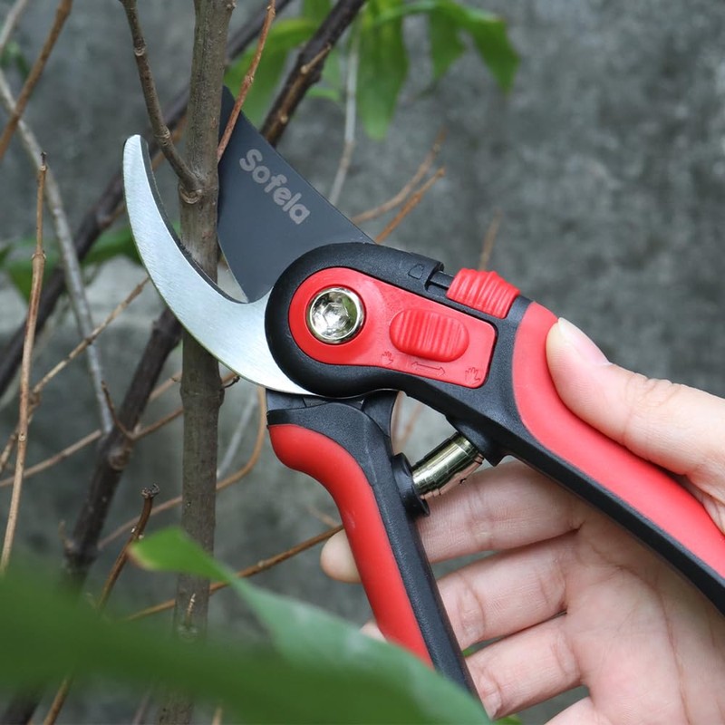 Sofela 8” Secateurs Pruning Scissors, Dual Adjustable Handle Opening Pruning