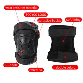 SCOYCO Motorcycle Knee Pads Men Knee and Shin Guard Black Knee Cap Pads Protector Dirt Bike Body Armor for Motocross Racing Mountain Biking