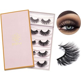 DYSILK 5 Pairs False Eyelashes 6D Natural Thickness Handmade Cross Fluffy Long False Eyelashes Reusable Gentle Extension Makeup Eyelashes