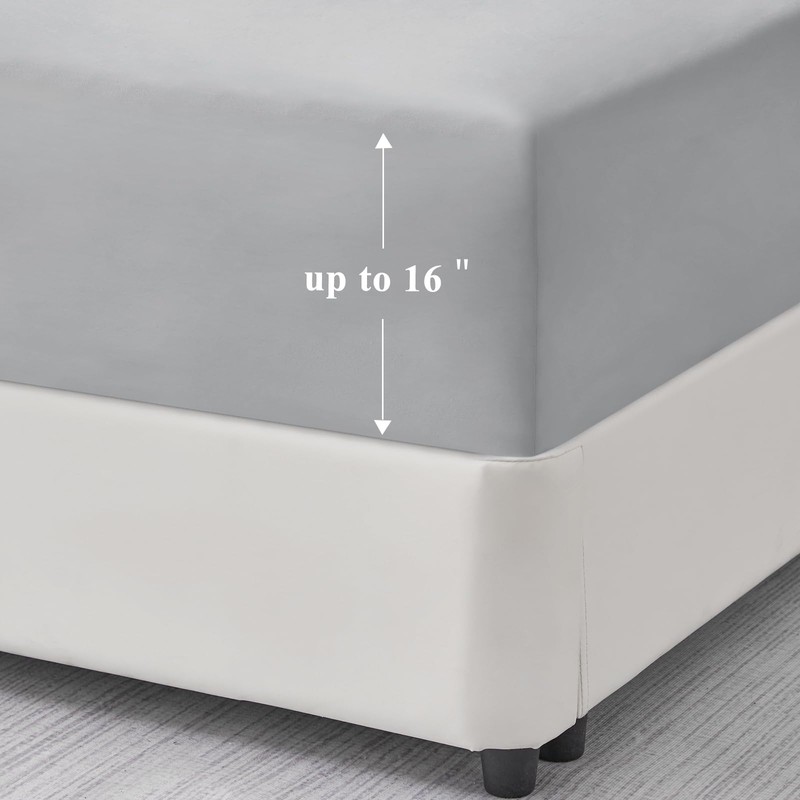 Aisbo Super King Fitted Sheet Grey - Extra Deep Pocket