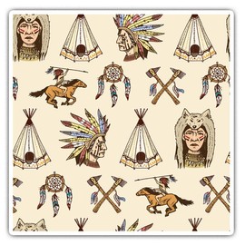 Square Stickers (Set of 2) 10cm - Native American Tribe Teepee Boho Laptop Tablet Luggage Scrapbook #15914