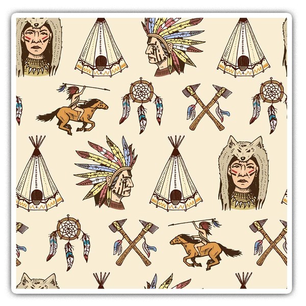 Square Stickers (Set of 2) 10cm - Native American Tribe