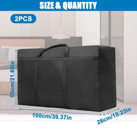 IETWATE 2PCS Large Storage Bags, 1680D Thicken Oxford Moving Bags Extra Large Strong, 100 x 55 x 26CM Waterproof Large Laundry Bags with Zips, Large Capacity Clothes Storage Bag, for Moving House