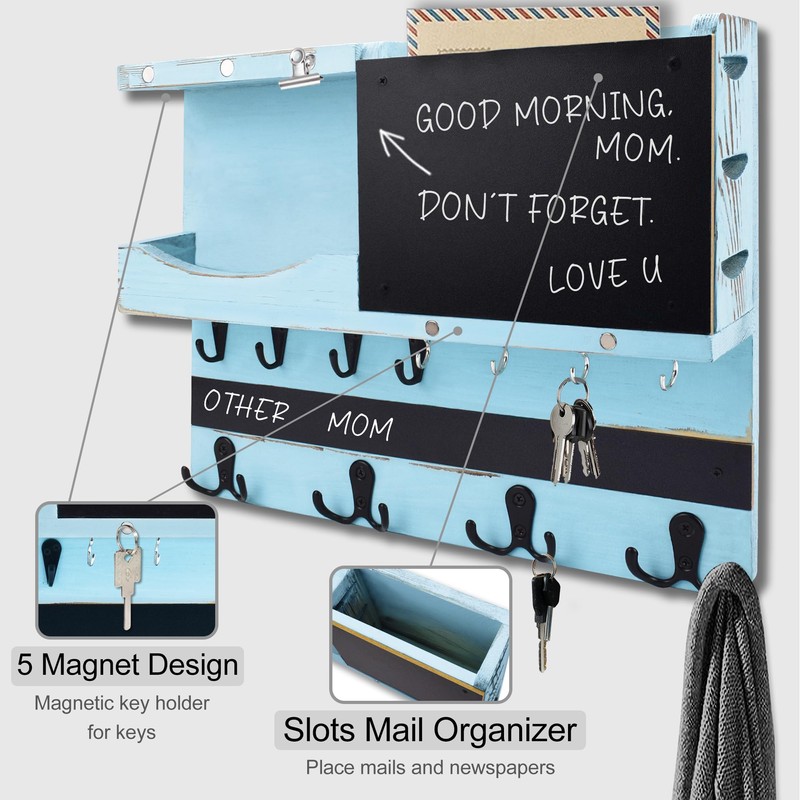 HEKOOLA Farmhouse Key and Mail Holder for Wall Decorative, Mail