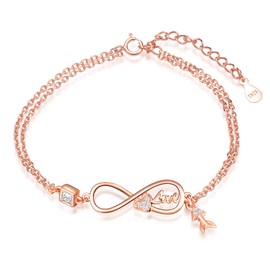 MicLee Women's Bracelet Zirconia 925 Sterling Silver Allergen-Free Infinity Sign Arrow Through Heart Bangle Bracelet with Gift Bag Super Gift for Mother Girlfriend, Silver Silver Zirconia, Cubic Zirconia