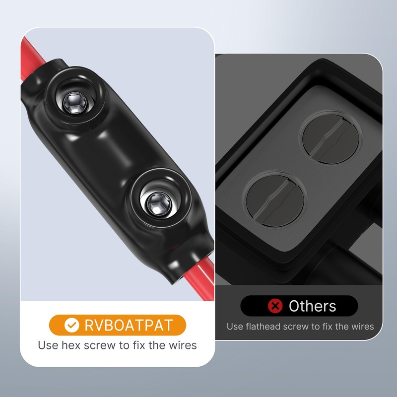 RVBOATPAT Insulated Inline Splice Connector 2/0-6 Gauge Wire Connectors Aluminum