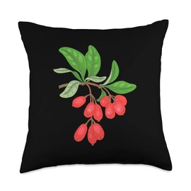 Herb Plant Retro Vintage Drawing Art - Barberry Throw Pillow