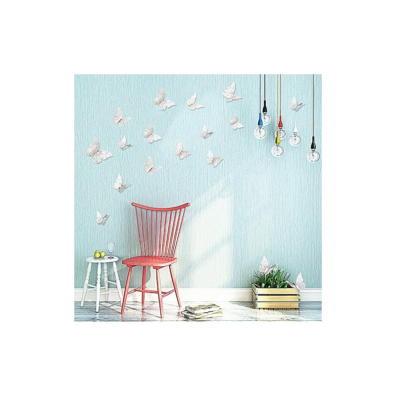 New 12pcs Silver 3D Butterfly Wall Stickers Art Decal Home