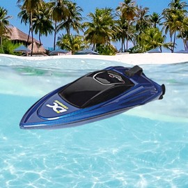 Racing Boat Mini RC Boats 2.4G High Speed Racing Boat 4CH Remote Control w/ LED Light Toy 2w Pool party Summer - Colour: Blue