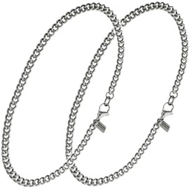 KJ Phiten Titanium Pair Anklet Curb Width 0.17 inches (4.4 mm) 9.1 inches (23 cm) 25 10.6 inches (27 cm) Sports Metal Allergies Compatible, Metal, Men's 25cm