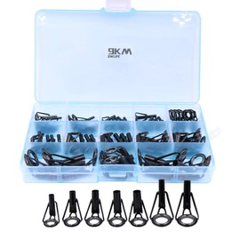 9KM DWLIFE Fishing Rod Tip Repair Black Stainless Steel Ceramic Ring Guide Replacement Kit Mixed Size in a Box (Medium - 65pcs)