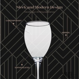 Vikko Wine Glasses, 15 Ounce Wine Glass, Set of 6 Stemmed Wine Glasses for Red and White Wine, Thick and Durable Wine Glasses, Clear Glasses for Wine