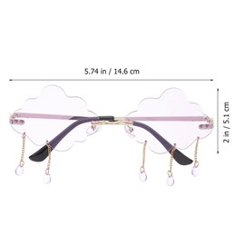 LUOZZY 3Pcs Cloud Sunglasses - Rimless Sunglasses with Rain Drop Vintage 90s Disco Style for Women, Teens, Kids