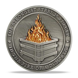 5pcs Dumpster Fire Challenge Coins The Strongest Steel is Forged in The Fire of a Dumpster Funny Coin Appreciation Gifts for Coworkers Inspirational Coin