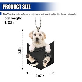 GAOLAOSY Labrador Car Rear View Mirror Charm, 2D Flat Acrylic Auto Hanging Accessories, Cute Dog Decoration Pendant for Rearview Mirror, Adorable Vehicle Interior Ornament for Women Girls (Style6)