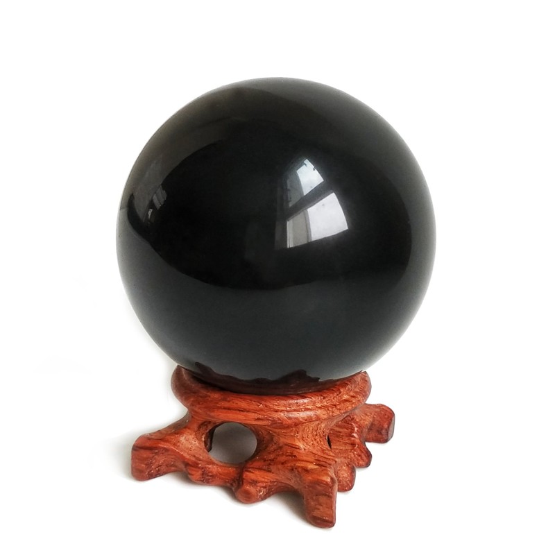 天然黒曜石オブシディアンクリスタルボール 80mm 風水 癒し浄化 開運 お守り飾り用