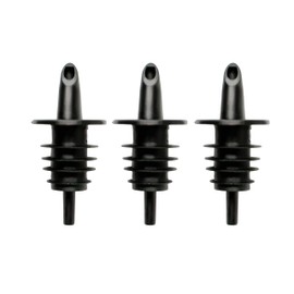 Hawaiian Shaved Ice 3 pack Free Flow Pourers, for Snowcone Syrup, Plastic Bottle Spout for Mixed Drinks, Snow Cone, Mochas & Latte Flavor - Black