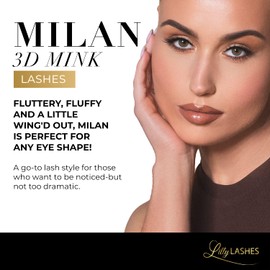 Lilly Lashes Milan 3D Mink Lashes - Mink Eyelashes, The Original Lilly Lash, Wispy Lashes Natural Look, Reusable Eyelashes up to 25x, Fluffy Eyelashes, Strip Lashes - Lash Glue not Included