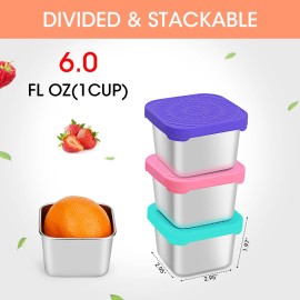 Unbranded 4Pcs 180ml Kids Snack Containers Leak-Proof Food Lunch Box with Lids Stackable
