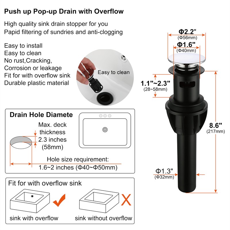 Duttao Bathroom Sink Faucet, 4 Inch Single Hole or 3