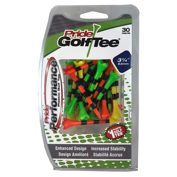 PRIDE GOLF TEE Pride Performance Striped Golf Tees (Pack of 30), 3-1/4", Fruit Mix