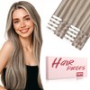 TESSHAIR Human Hair Tape in Extensions,Double Stitched Remy Human Hair