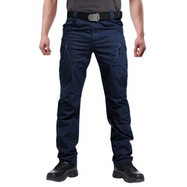Hiwise Men's Ripstop Tactical Pants Water Resistant Stretch Cargo Pants Lightweight EDC Hiking Work Pants (Navy Blue, 38WX32L)